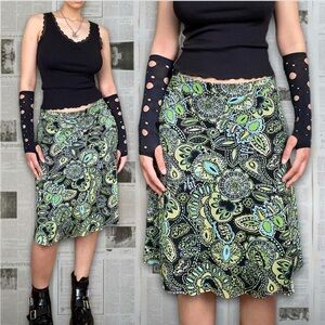 Floral Paisley Midi Knee Length Skirt